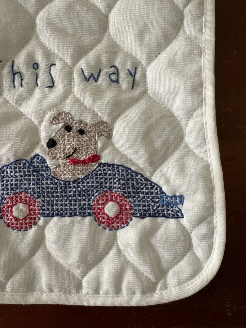 Handmade embroidered dog baby bib NWOT
